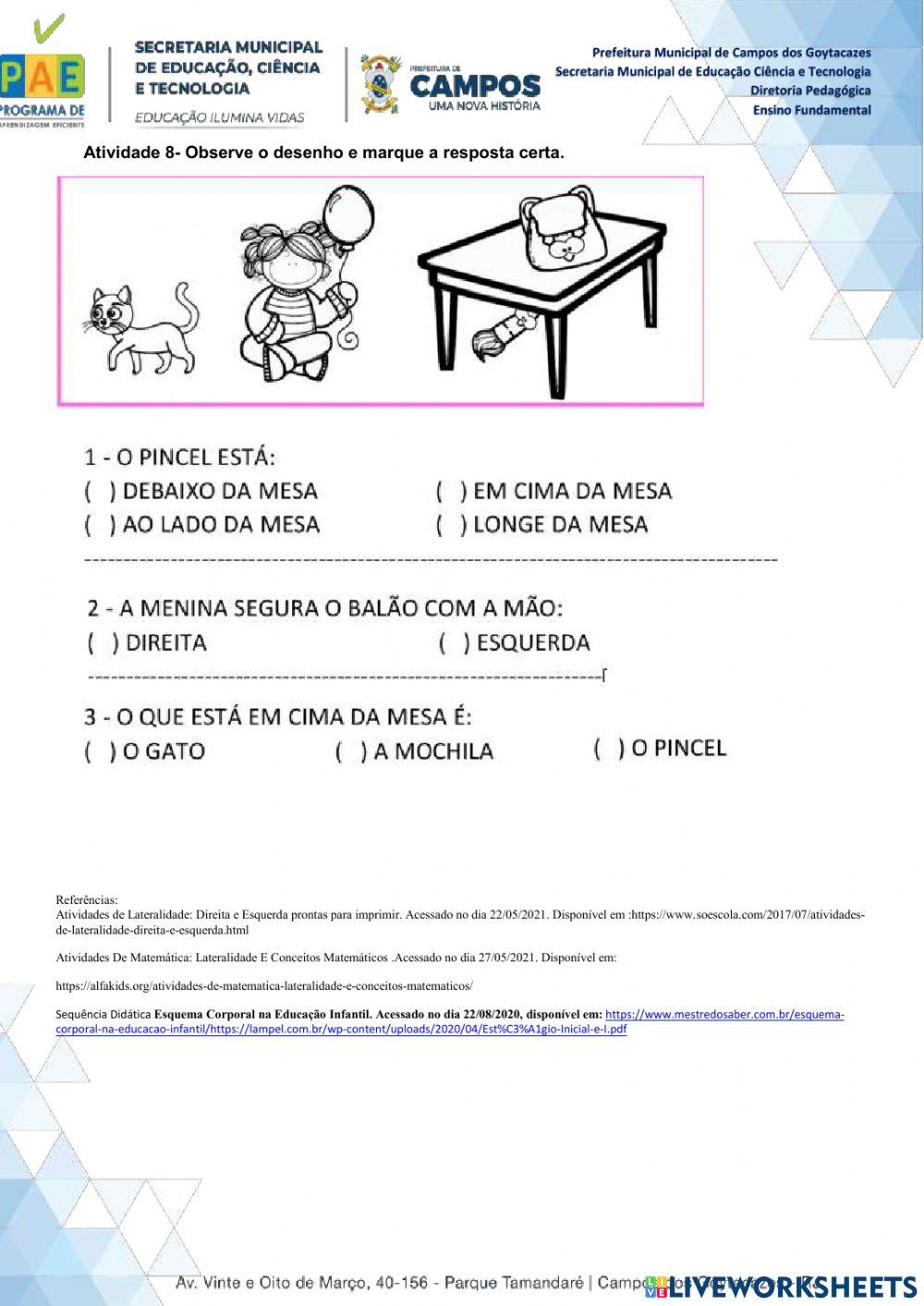 Lateralidade e noção espacial