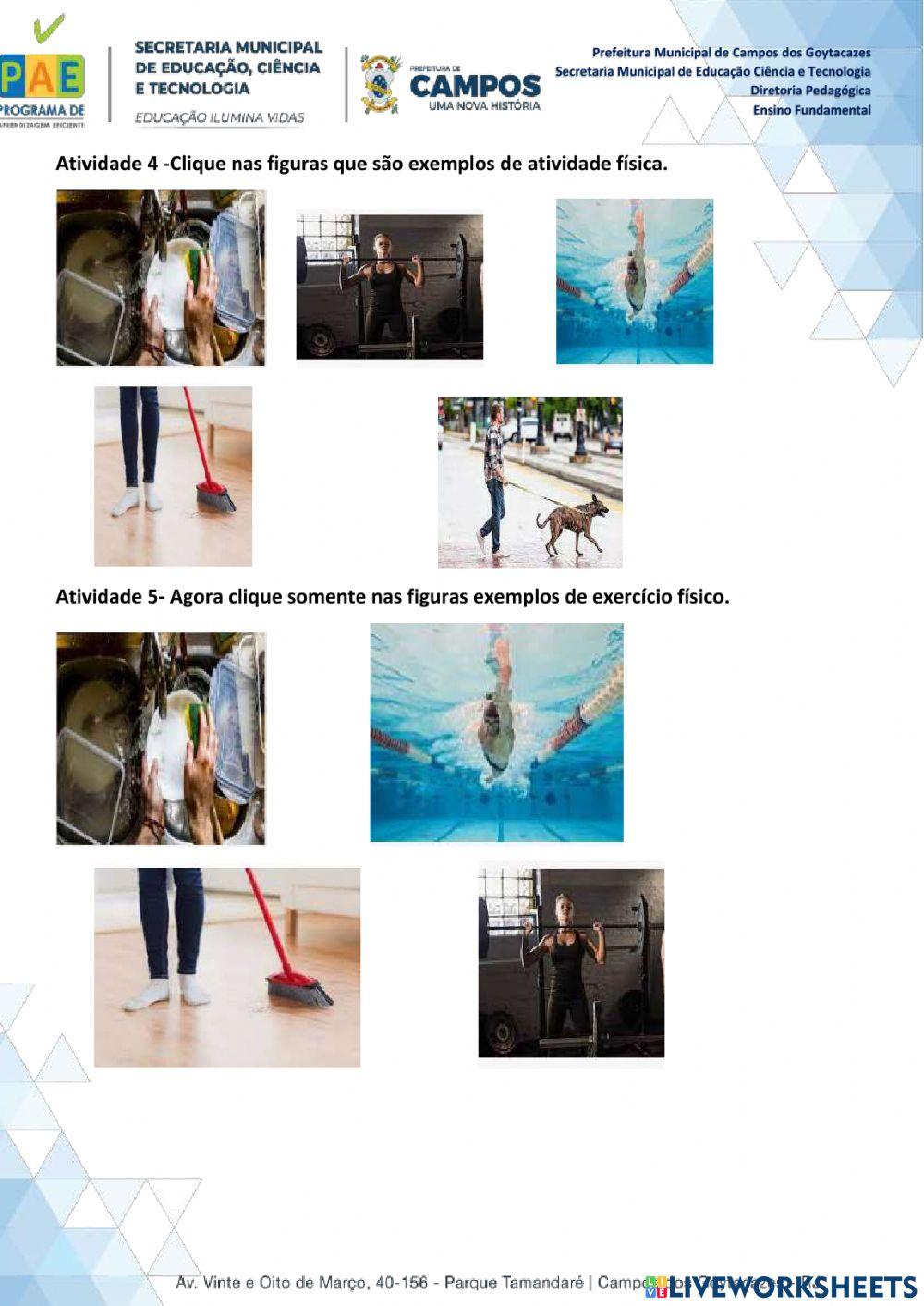 Atividade física x Exercícios físicos