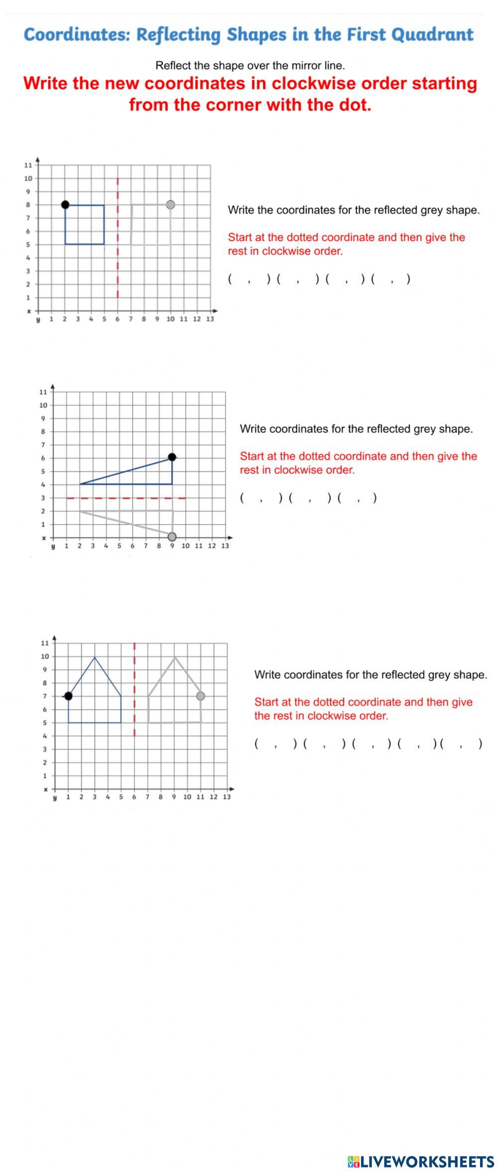 Reflection math 1 quadrant Reflection math 1 quadrant