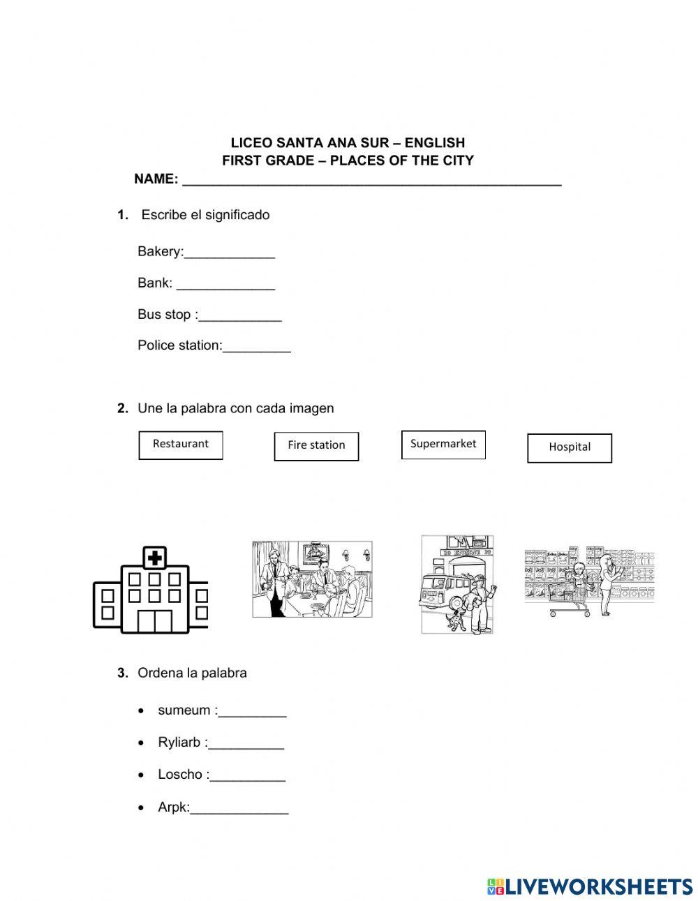 The cities worksheet | Live Worksheets