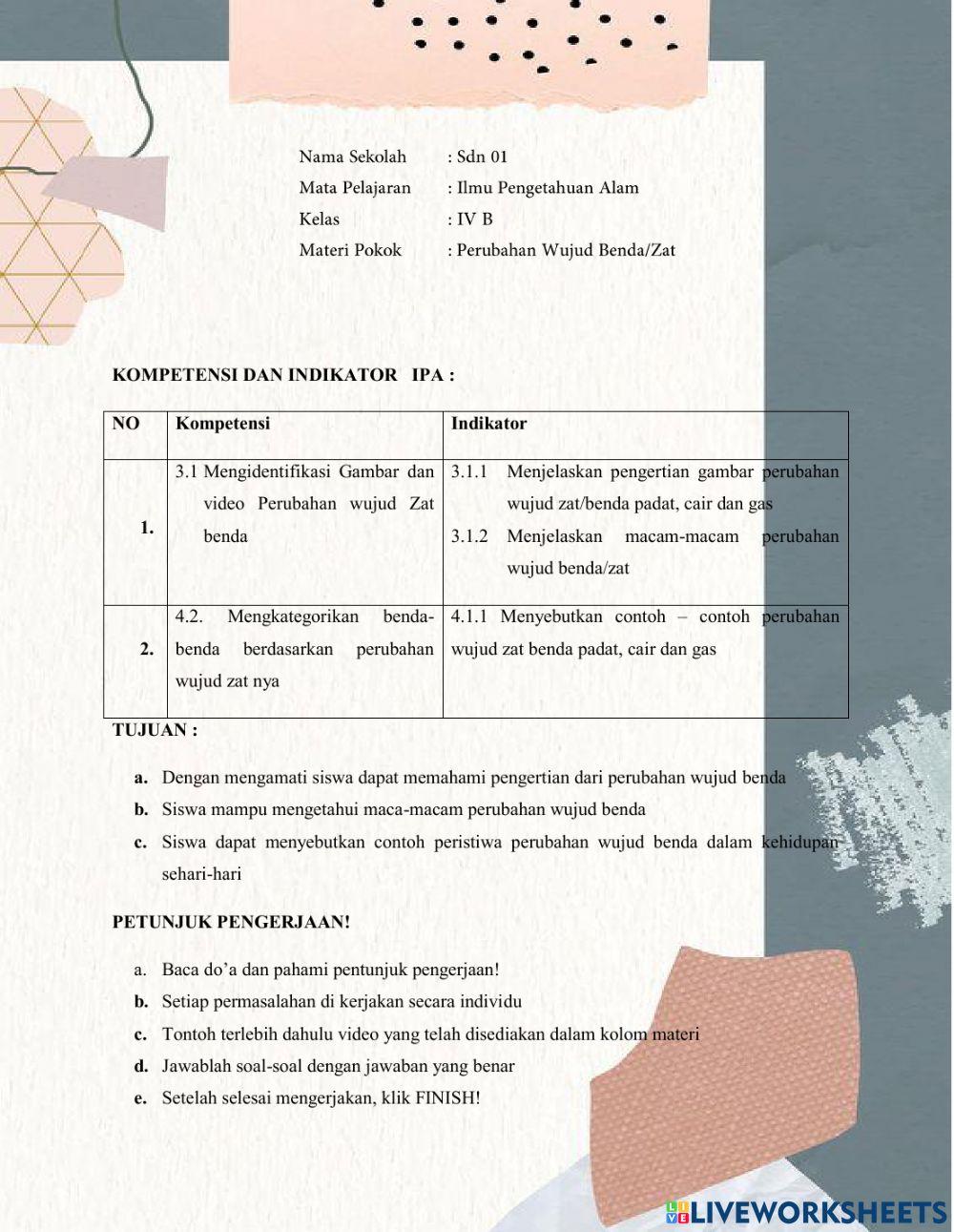 LKPD Perubahan Wujud Zat Benda