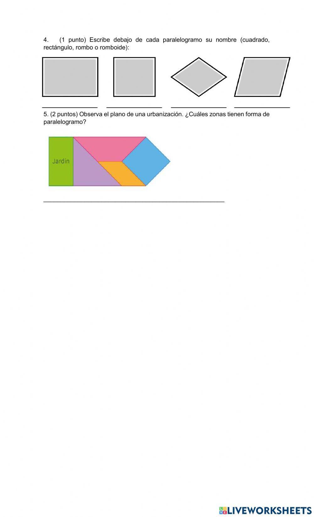 Clasificación de cuadriláteros y paralelogramos
