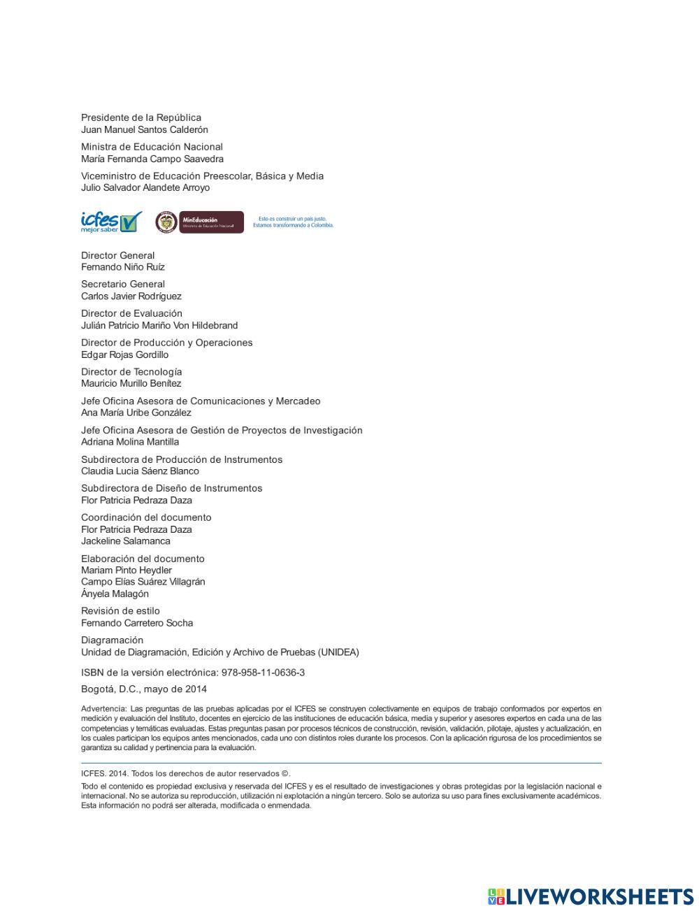 Prueba icfes de matemáticas