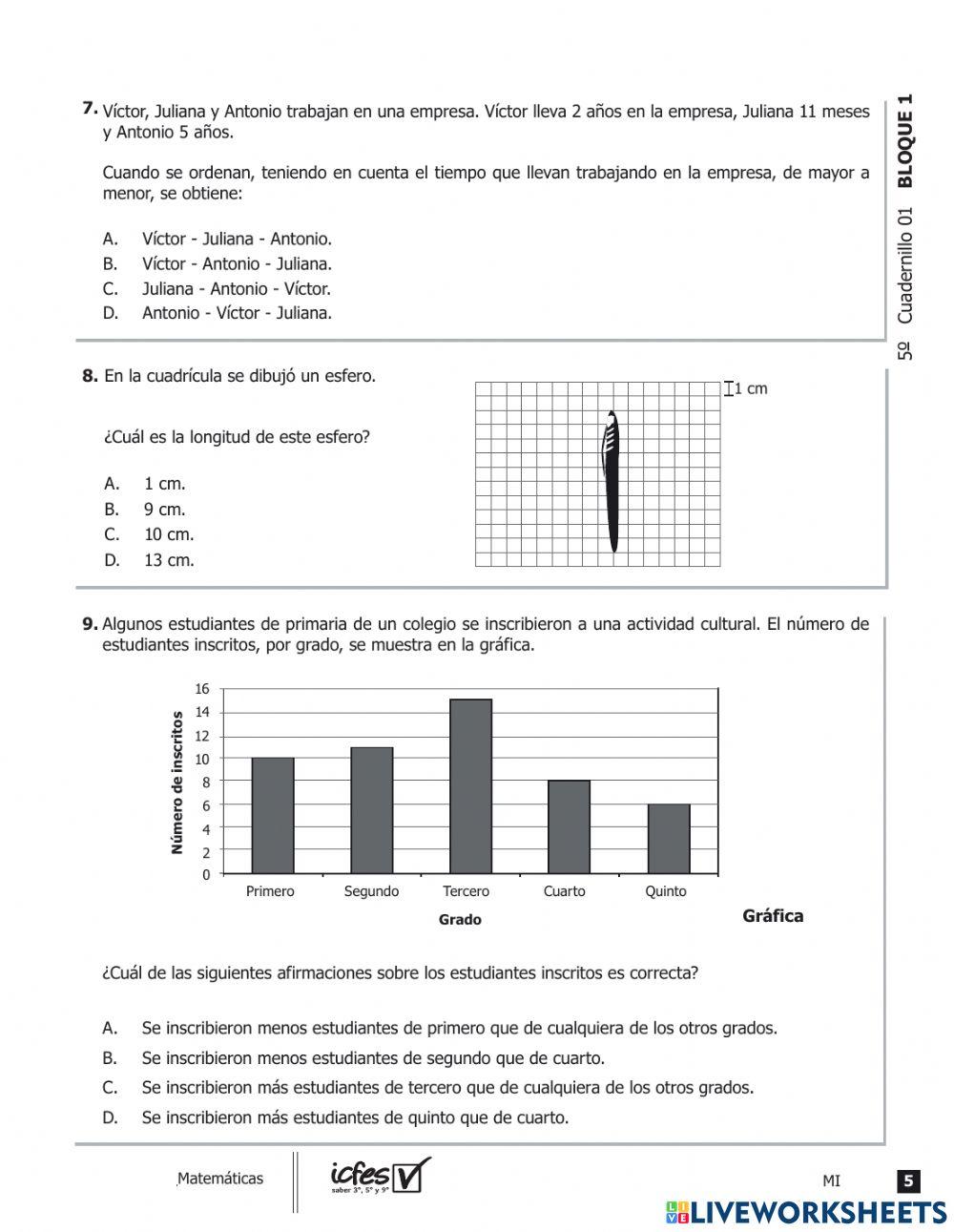 Prueba icfes de matemáticas