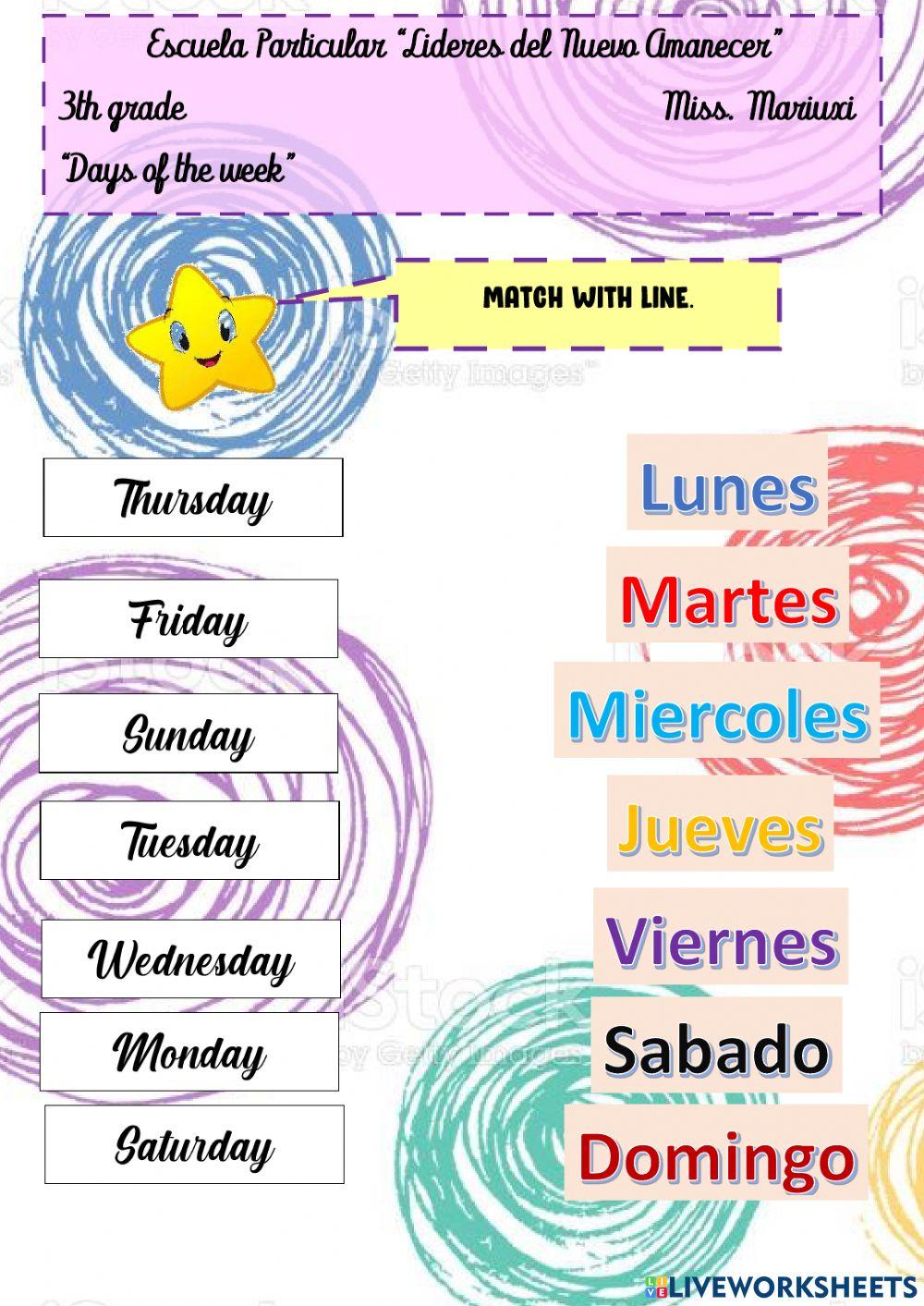 Dias de la semana activity for 3 Live Worksheets