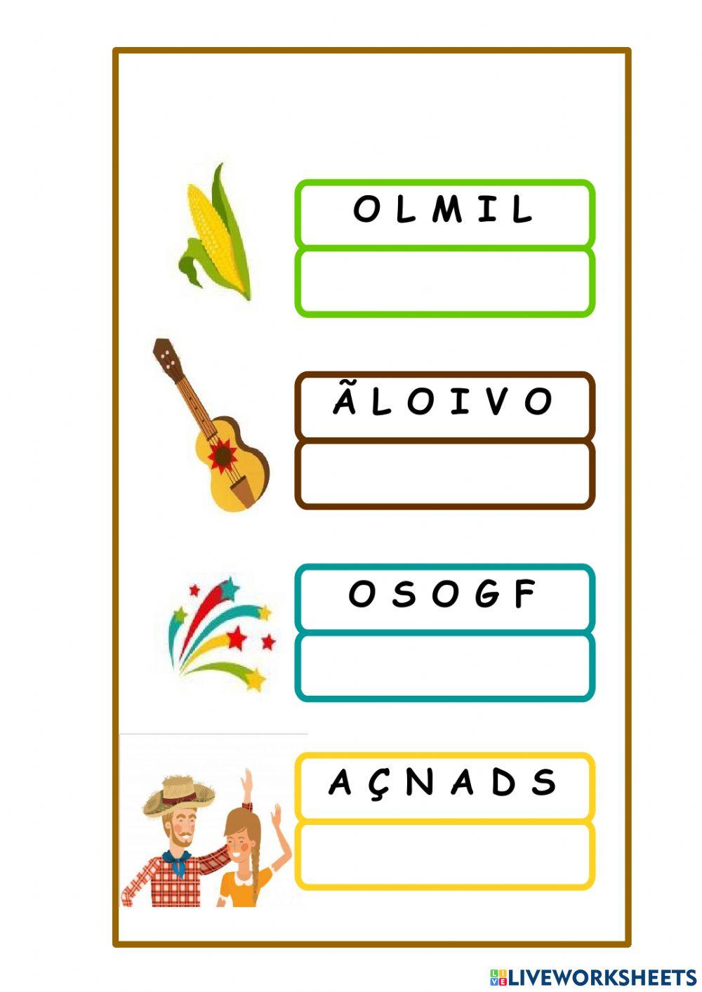 Desembaralhe as letras e descubra as palavras