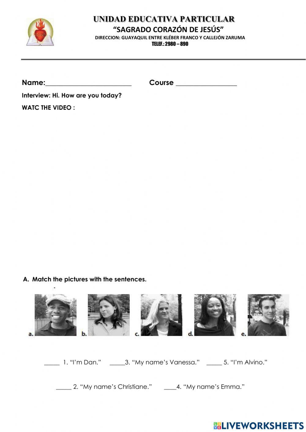 Verb be video worksheet