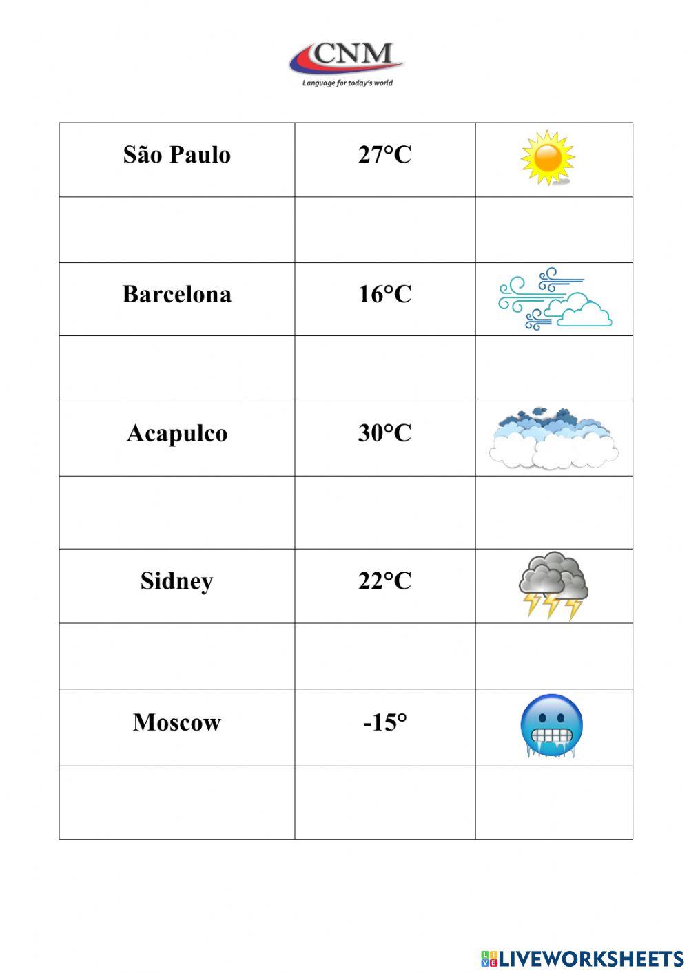 Communicative Activity - Weather 2 - Speaking - Adults Level I and Teen A