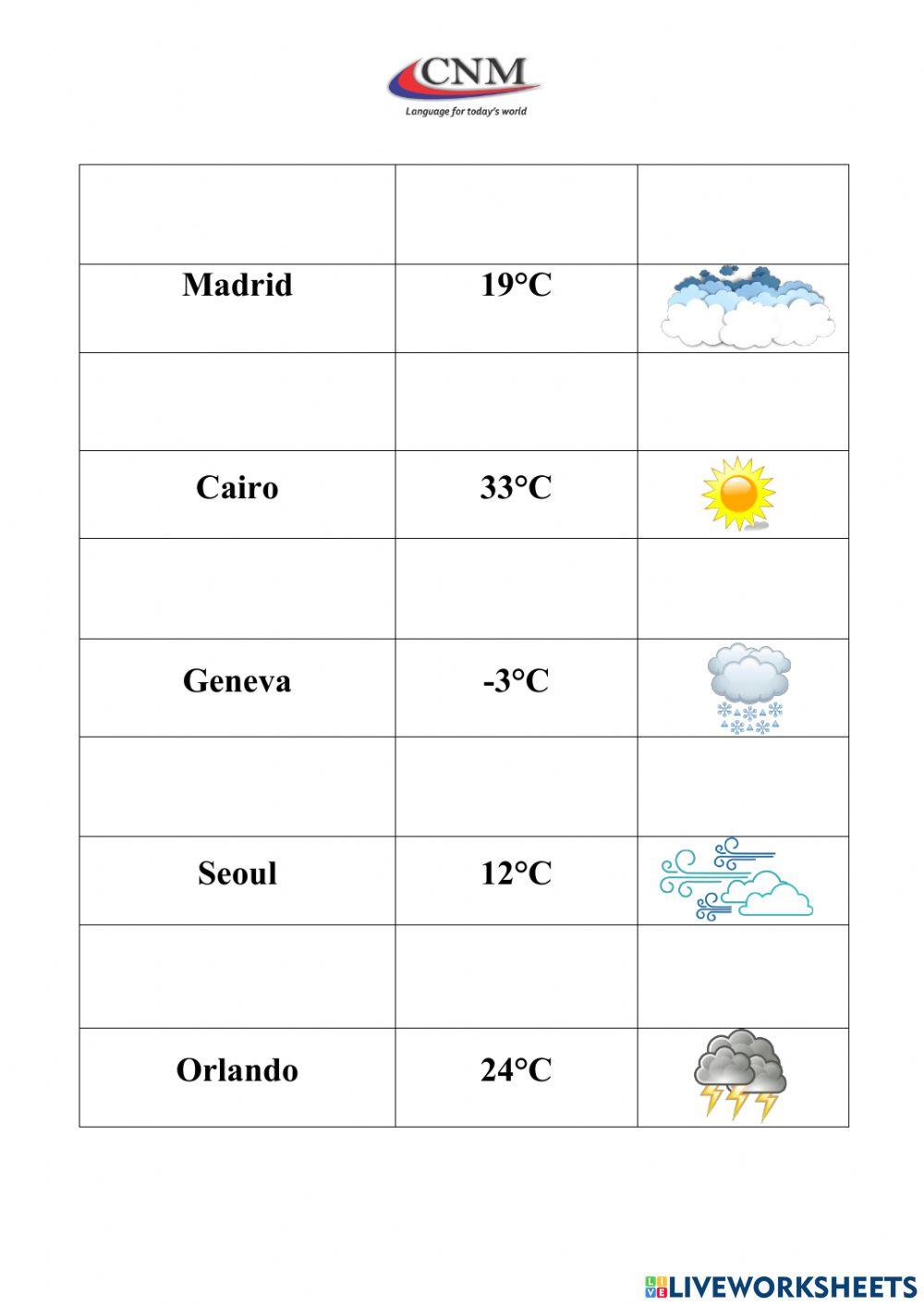 Communicative Activity - Weather 2 - Speaking - Adults Level I and Teen B