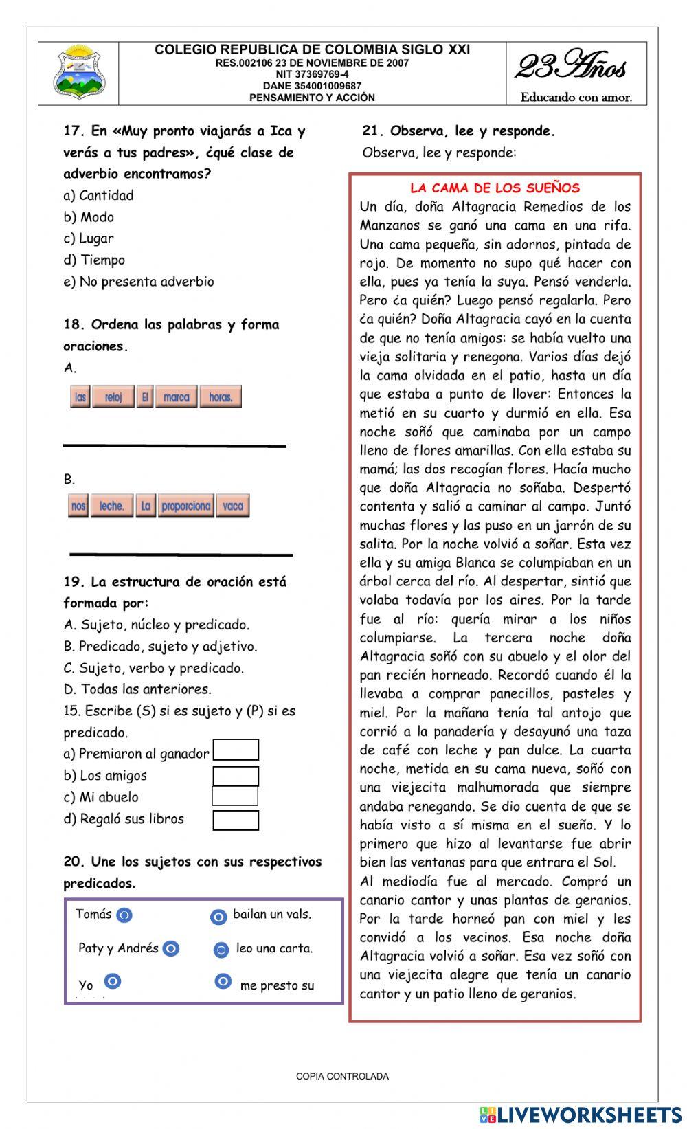 Bimestral grado cuarto