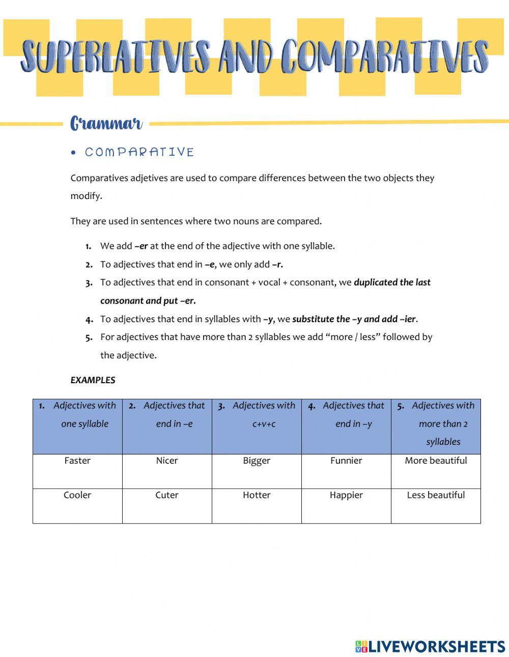 Comparatives and superlatives