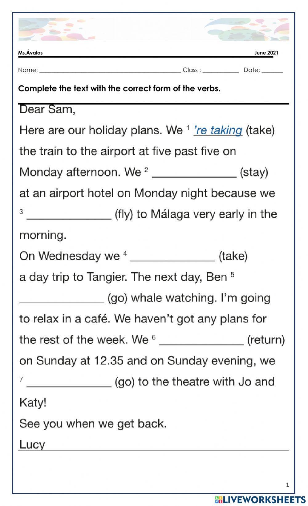 8º. present continuous for future