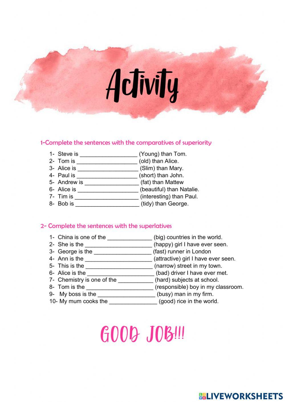 Comparative and superlative