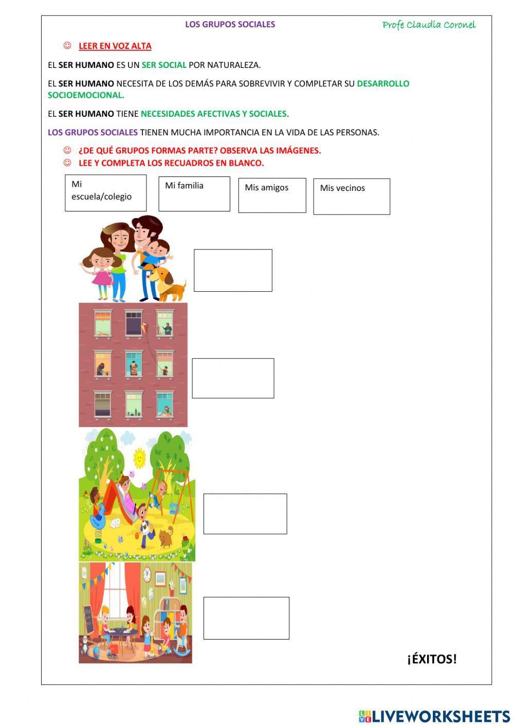 Los grupos sociales para primaria