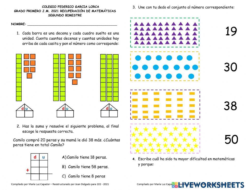 Recuperación final de matemáticas - curso 102 fgl jm