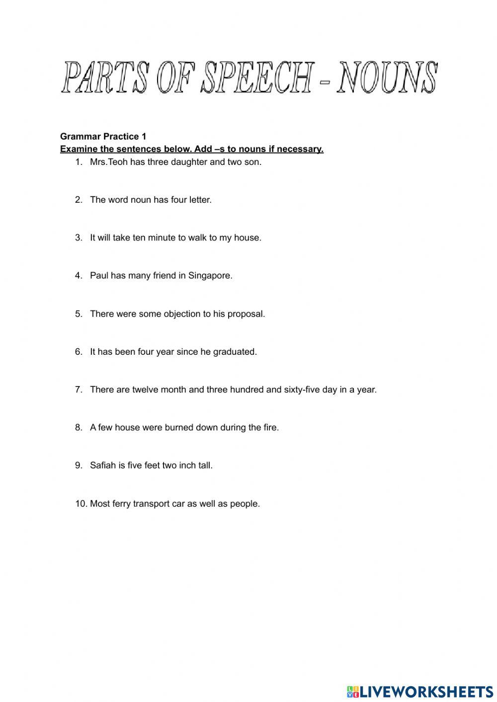 Nouns - Singular and Plural