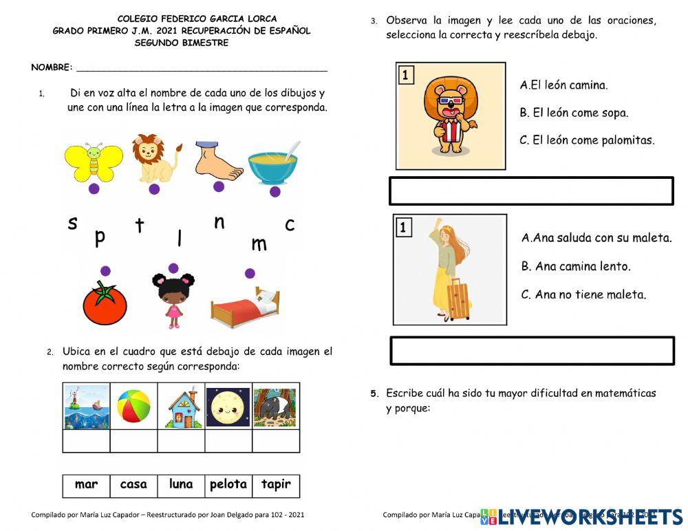 Recuperación final de ESPAÑOL - curso 102 FGL JM