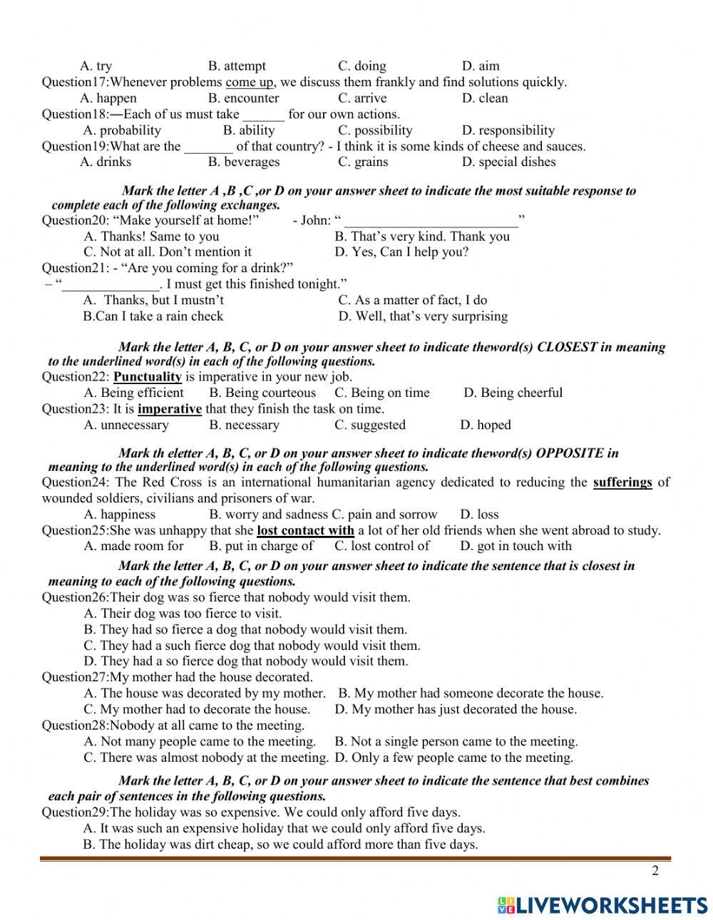 Đề luyện thi Đh 1