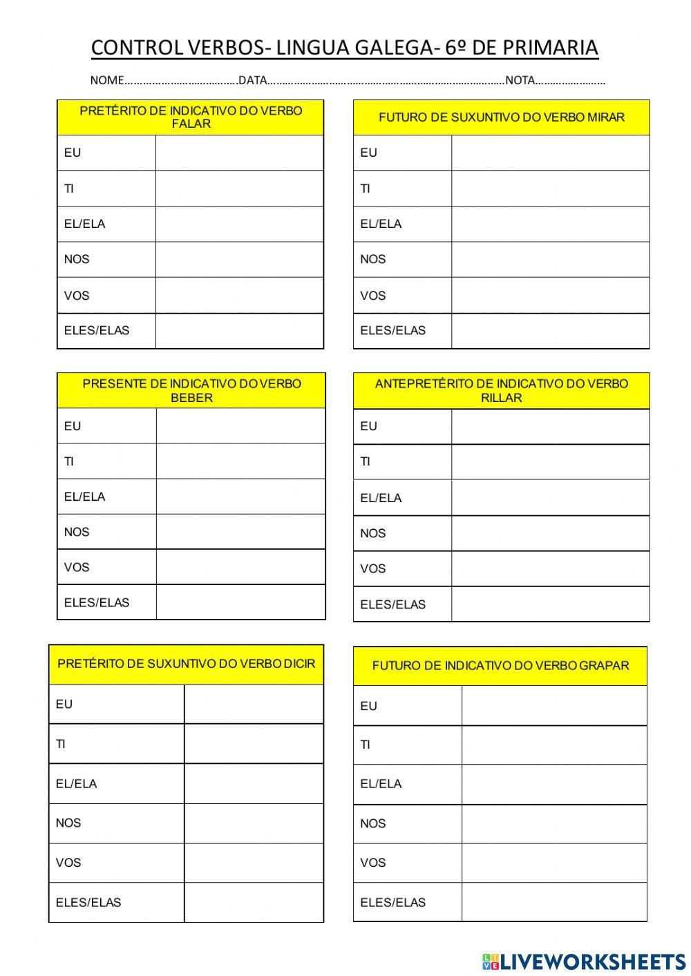 Control de verbos galego e castellano
