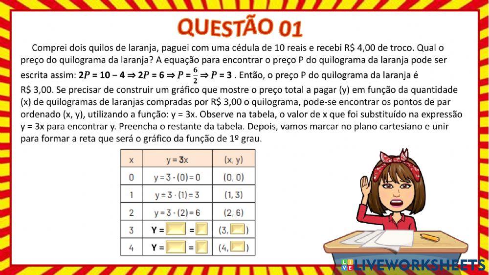 Equação do 1° grau com duas incógnitas