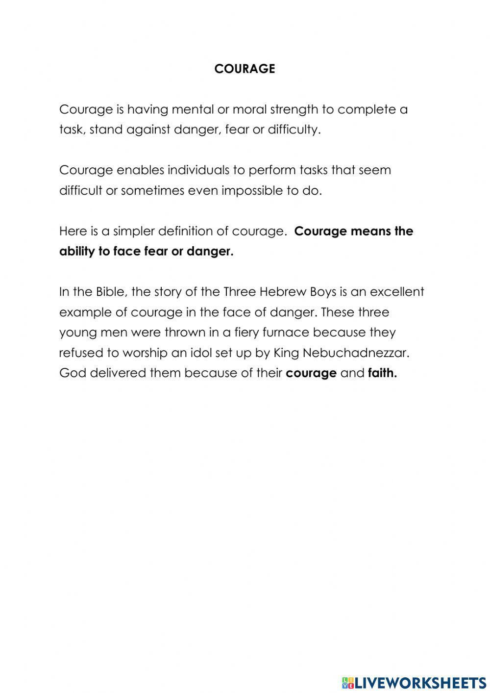 Courage (The Three Hebrew Boys)