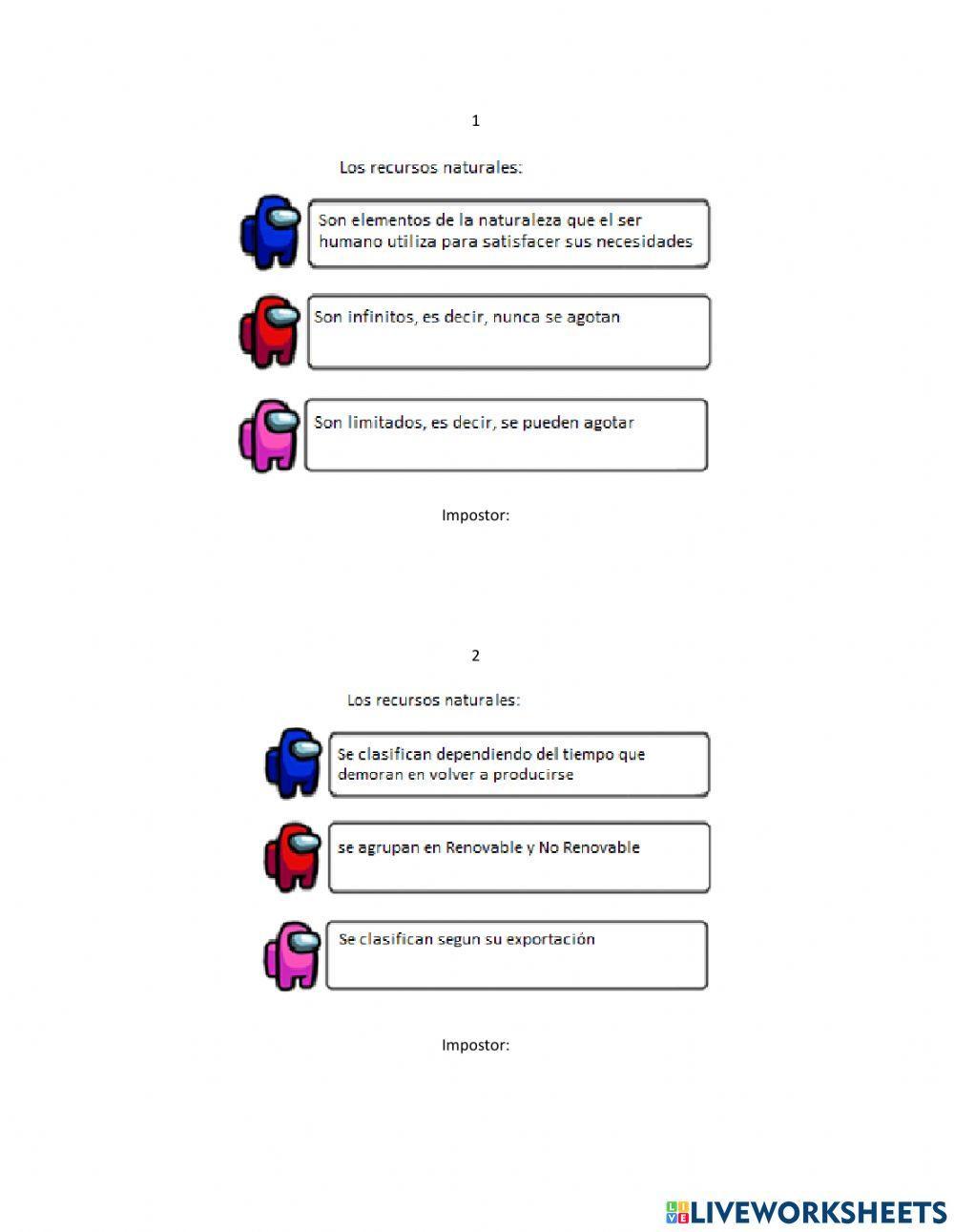 Recursos naturales among us