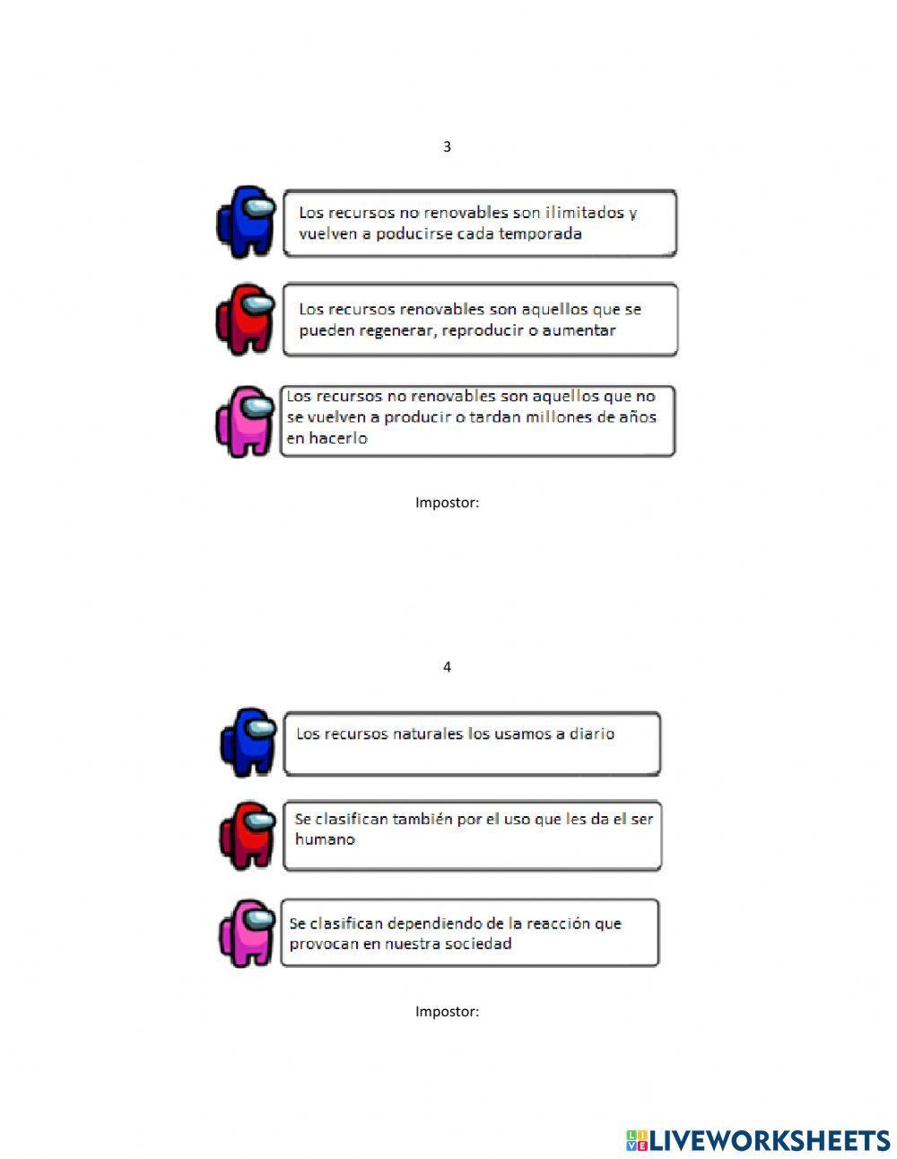 Recursos naturales among us
