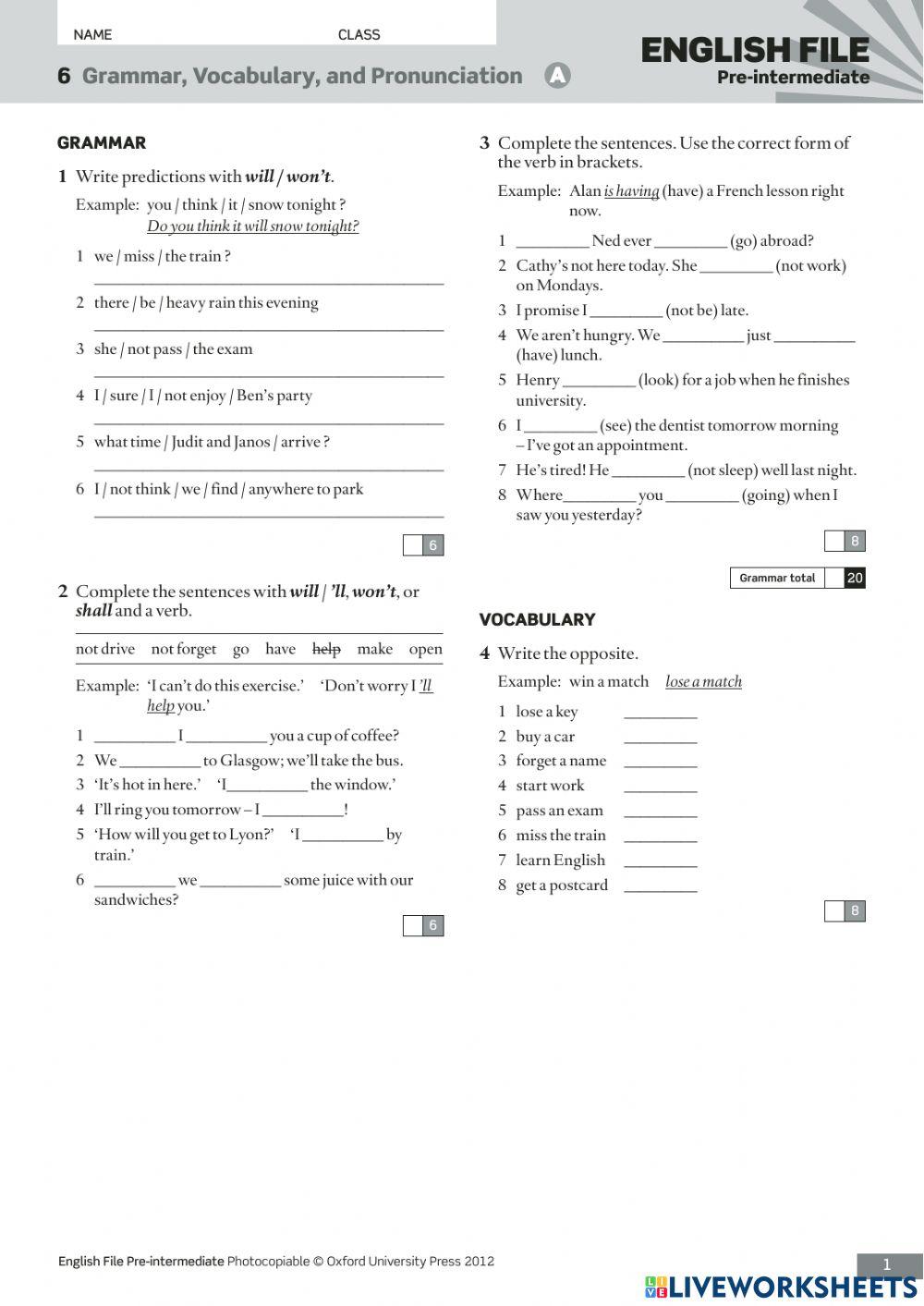 5052725 english file pre intermediate test 6