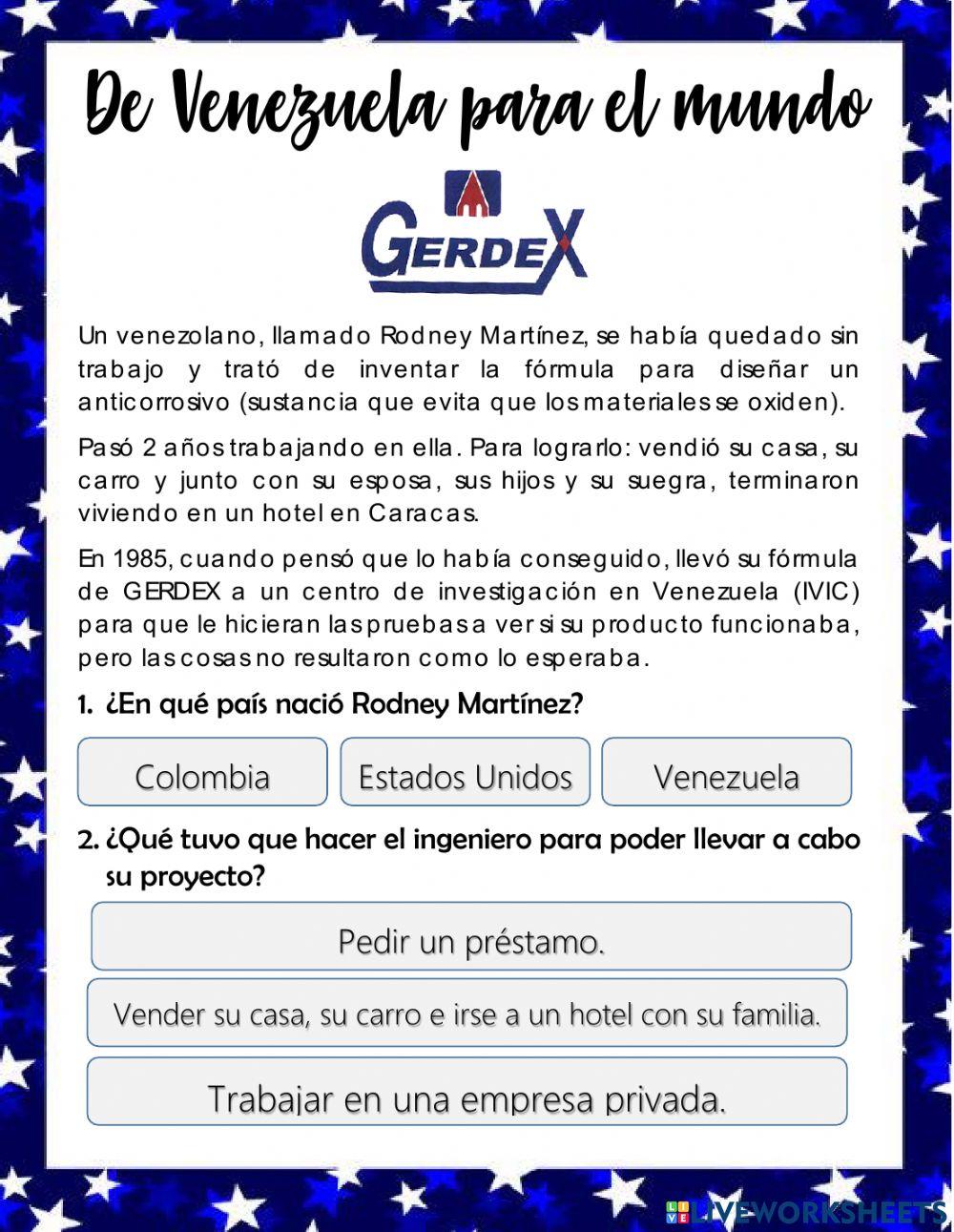 Lectura comprensiva. Gerdex