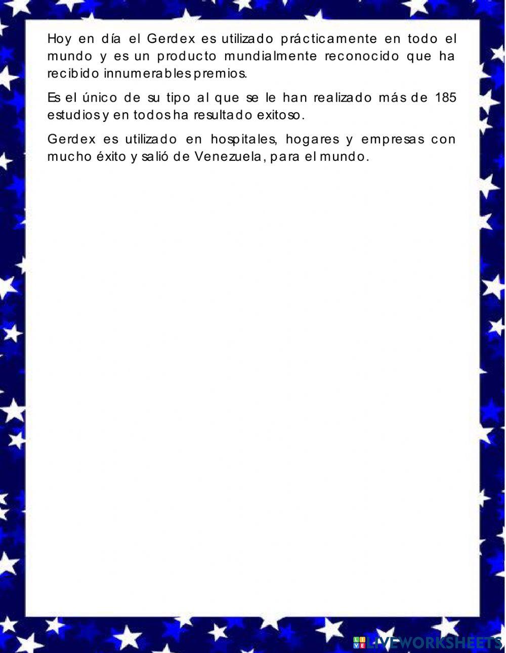 Lectura comprensiva. Gerdex