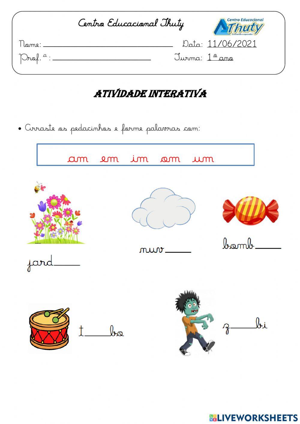 Palavras Am Em Im Om Um - LIBRAIN