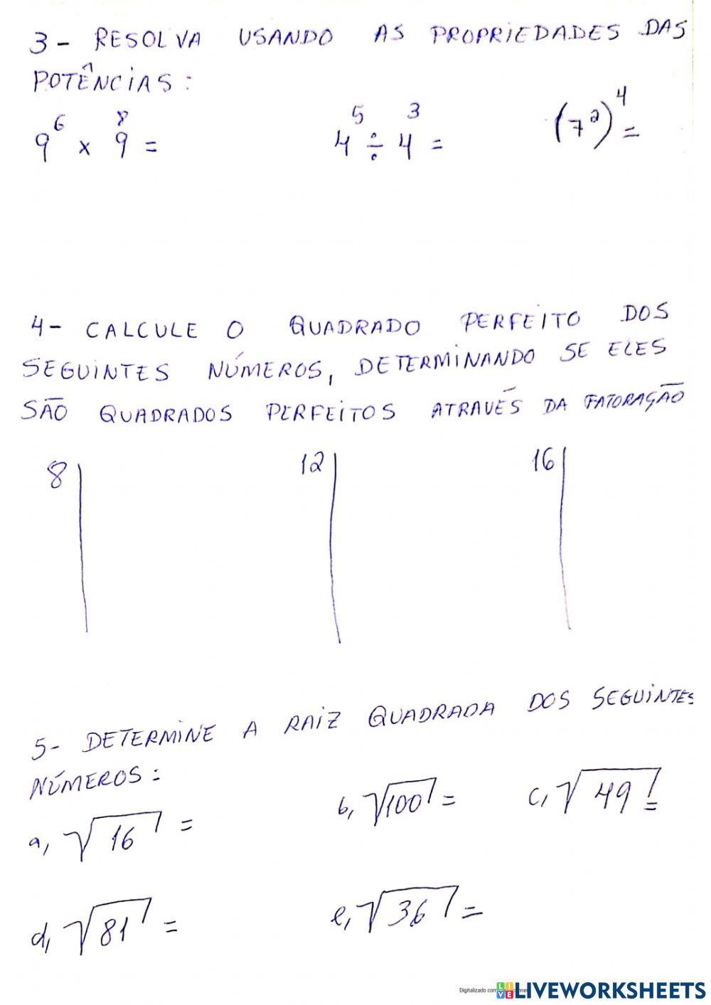 Revisão de matemática