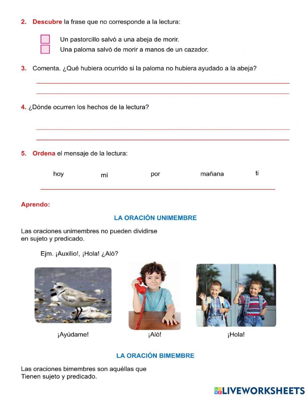 Oraciones Unimembres y Bimembres