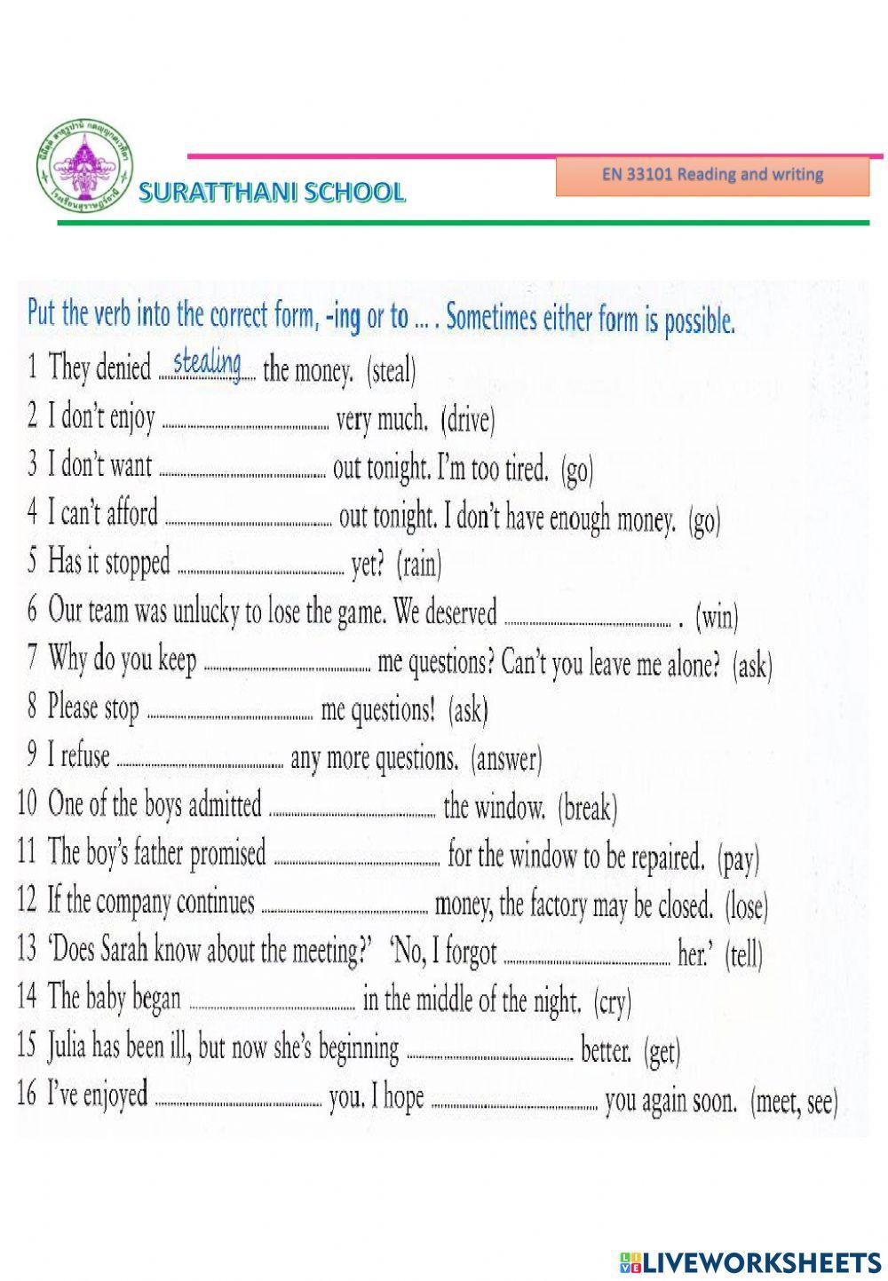 Infinitive and gerund