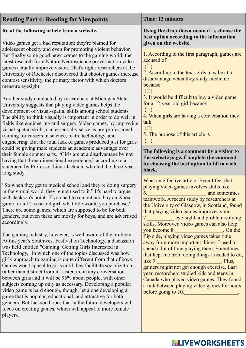 Reading Test 9 Part 4