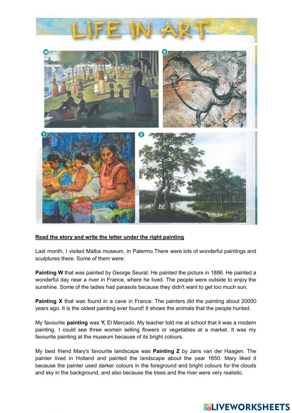 Life in Art Reading Comprehension