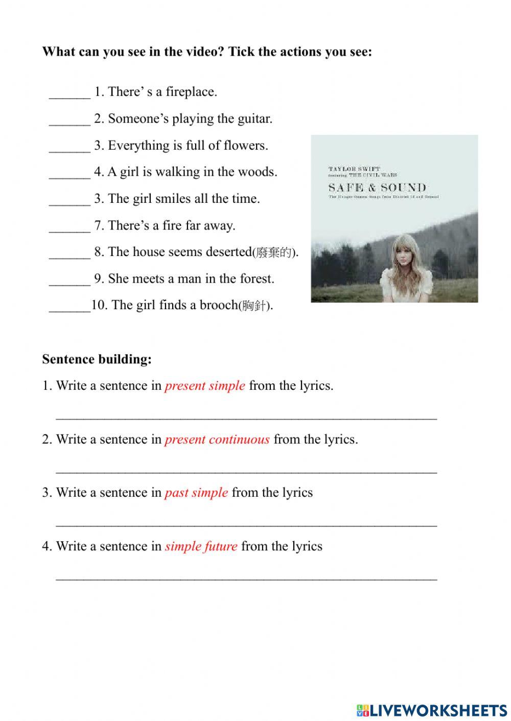 Safe and Sound-Fill in the blanks