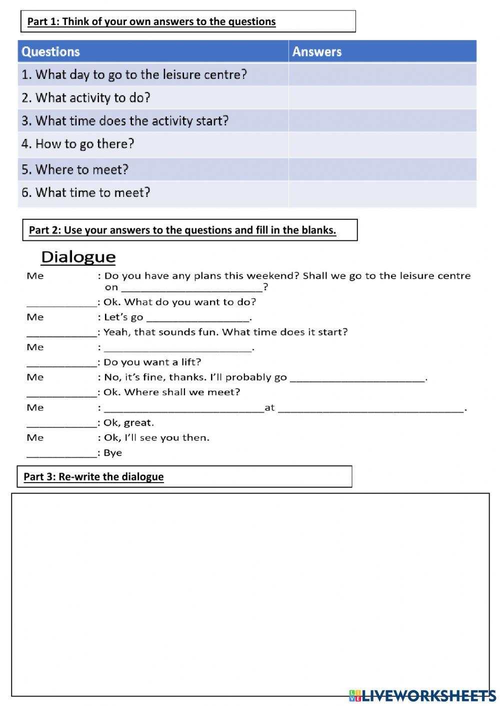 The Leisure Centre (Form 2 Unit 8 - English Pulse 2) - Writing