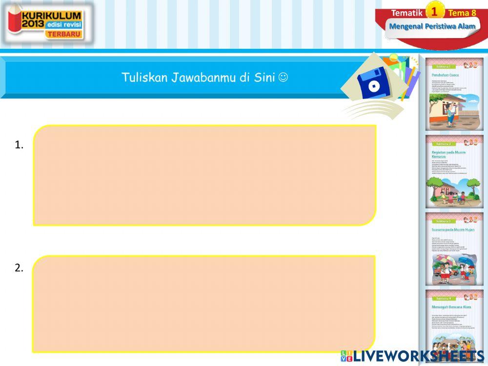 LKPD Kelas 1 Tema 8 Subtema 3 Pembelajaran 1