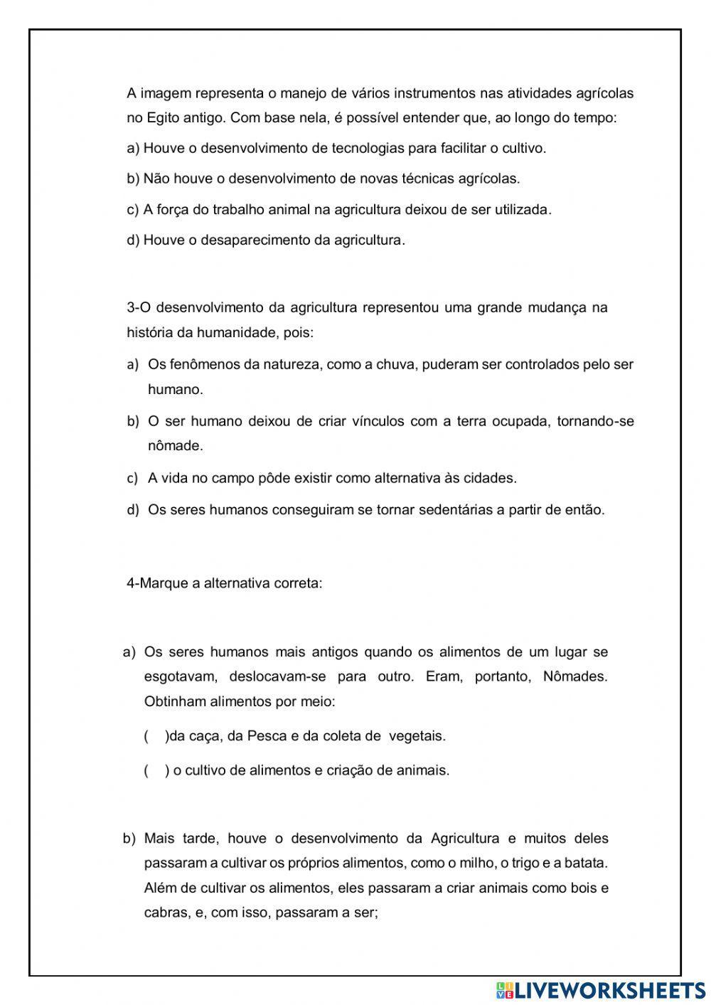 Avaliação de historia