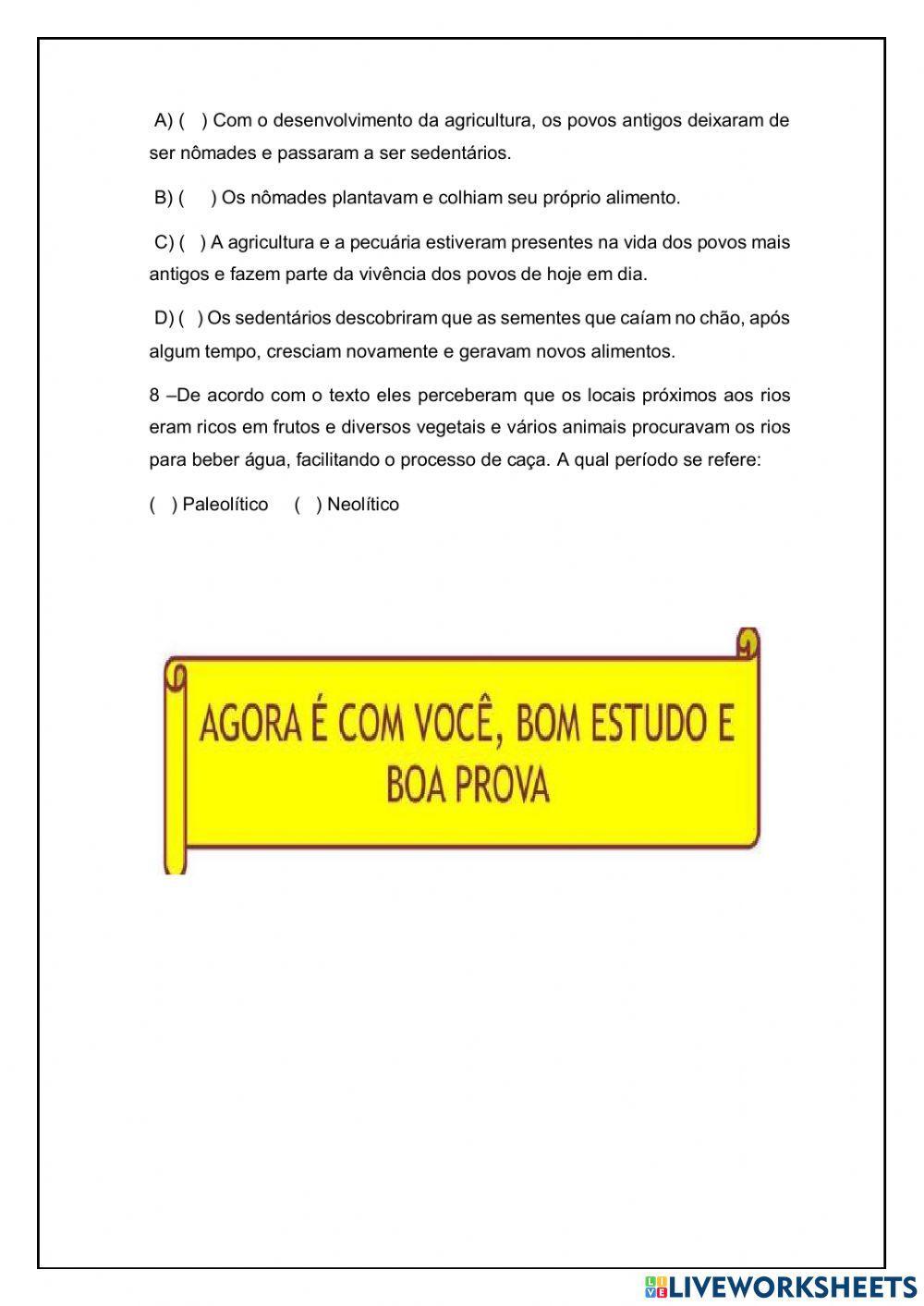 Avaliação de historia