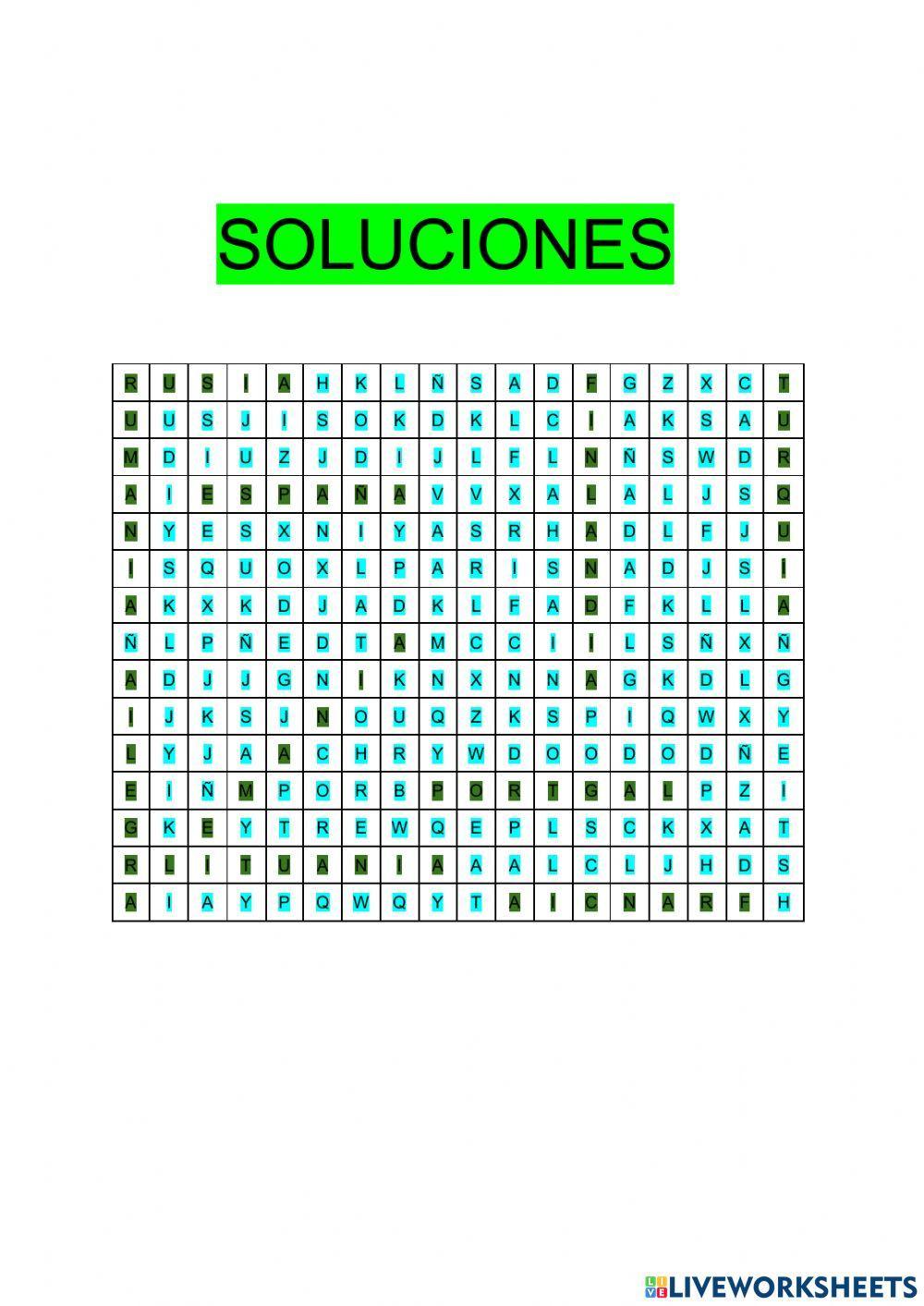 Sopa de letras países