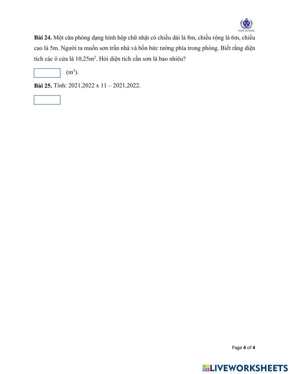 Toán 5 - 14.06-18.06 - Ôn tập cuối năm