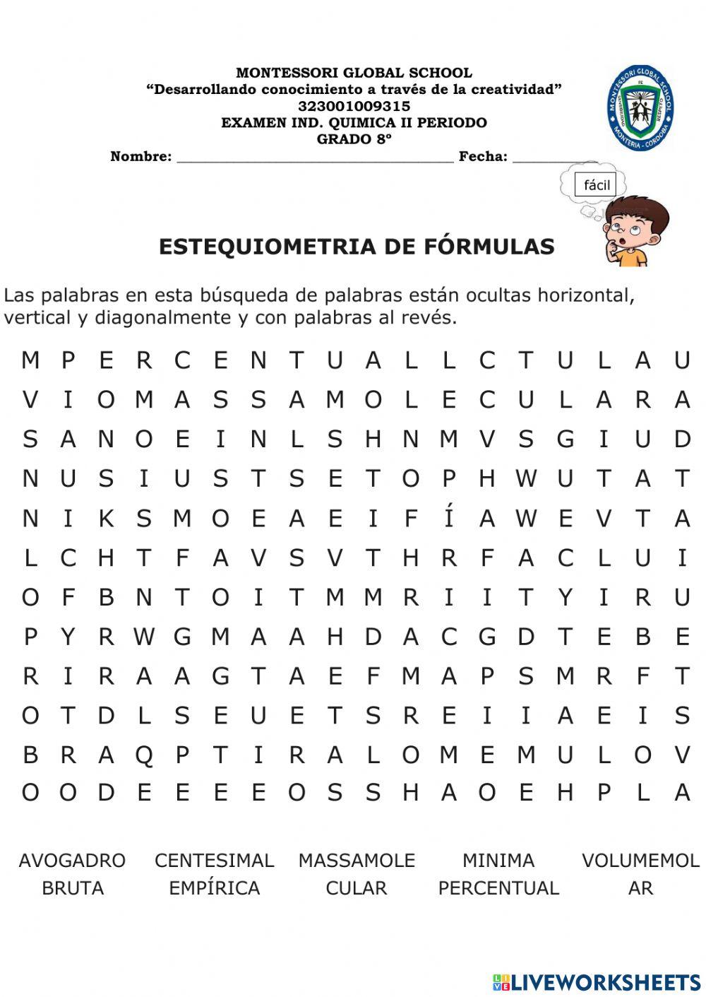 Examen quimica 8ª II P