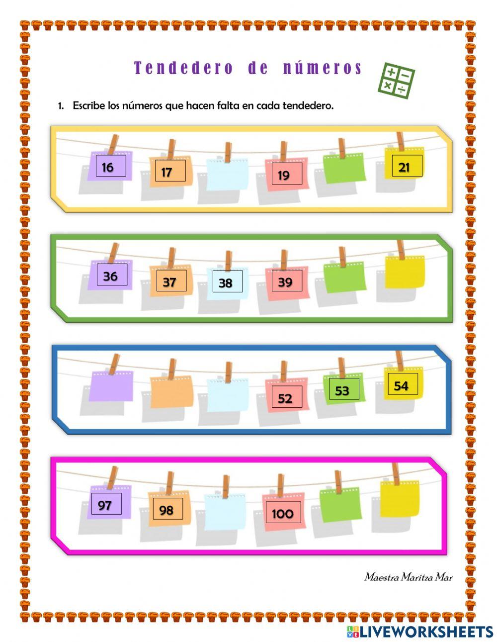 Tendedero números