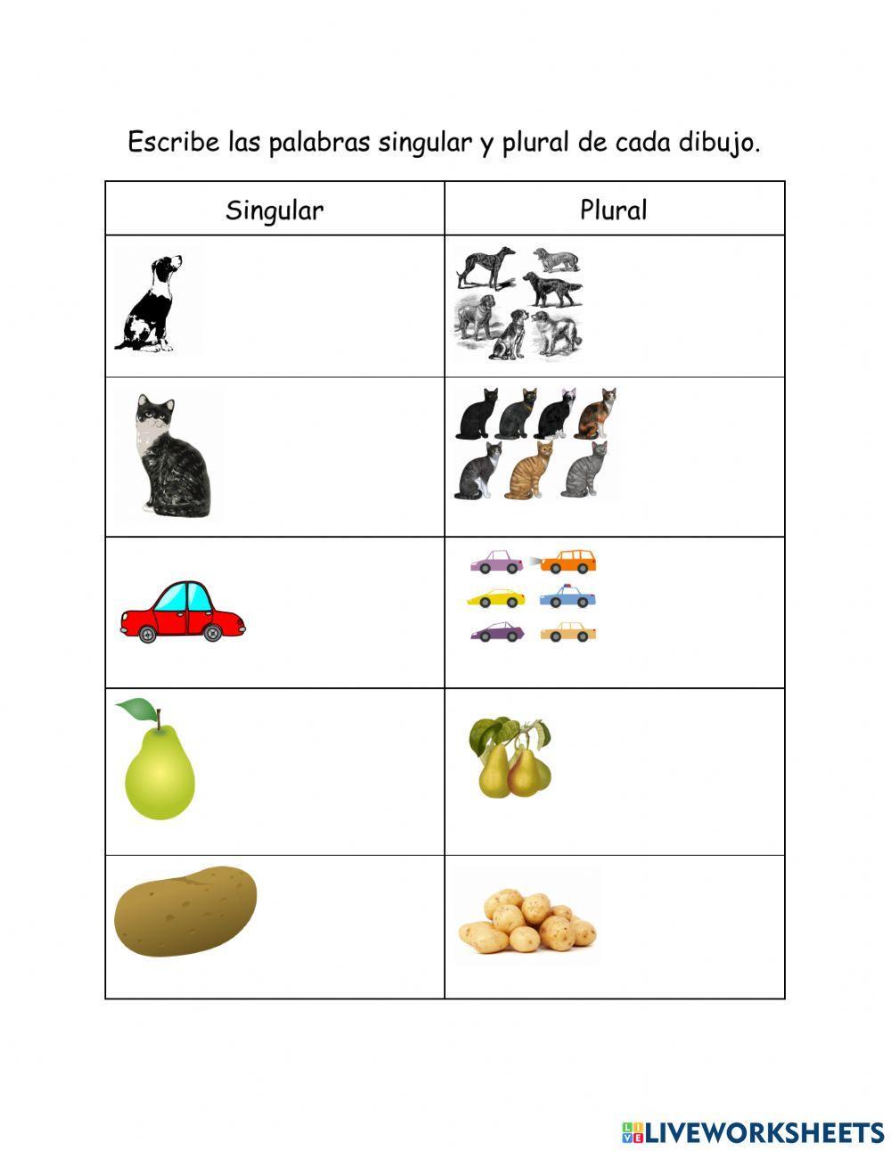 Sustantivos singulares y plurales Sustantivos singulares y plurales
