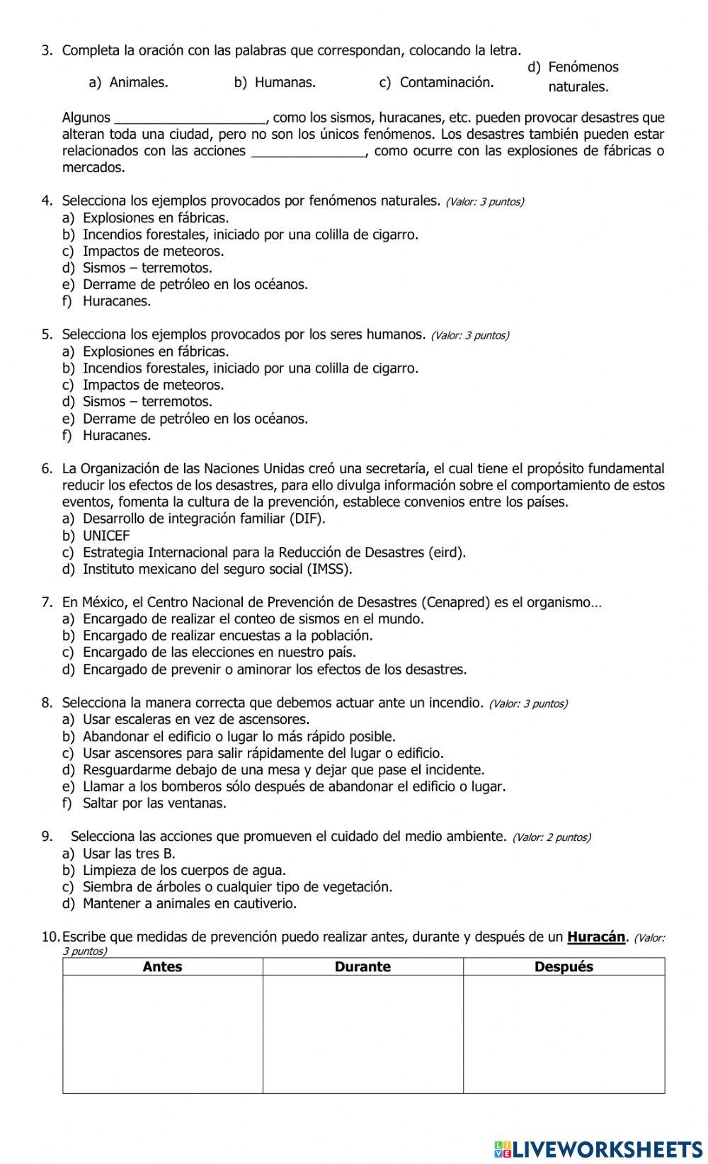 Examen 3.2 - geografía - sexto