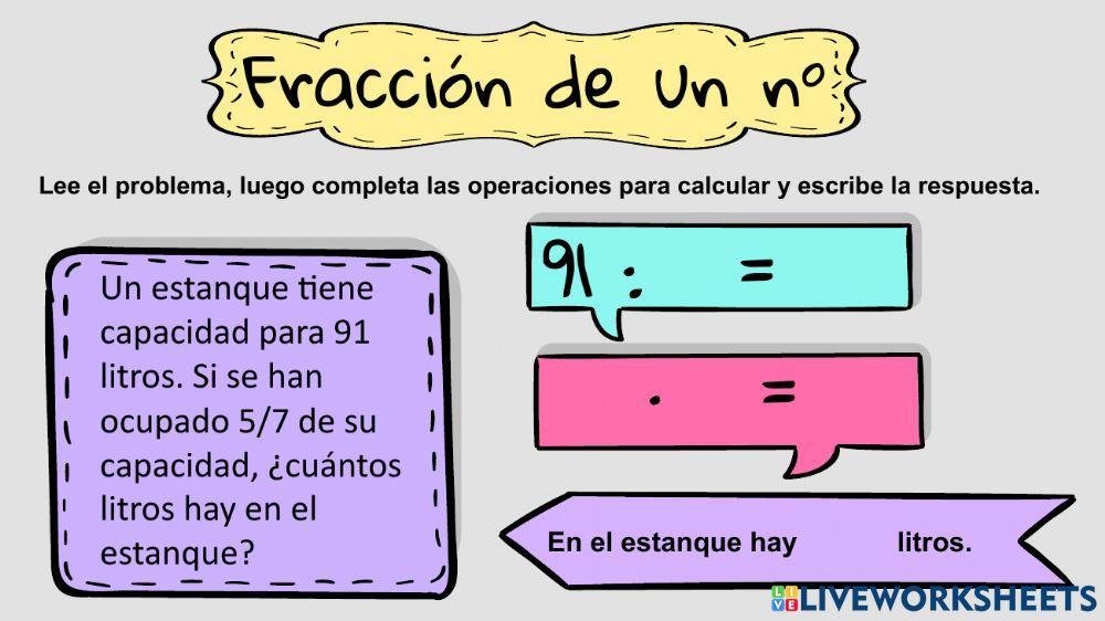 Problemas fracción de un número Problemas fracción de un número