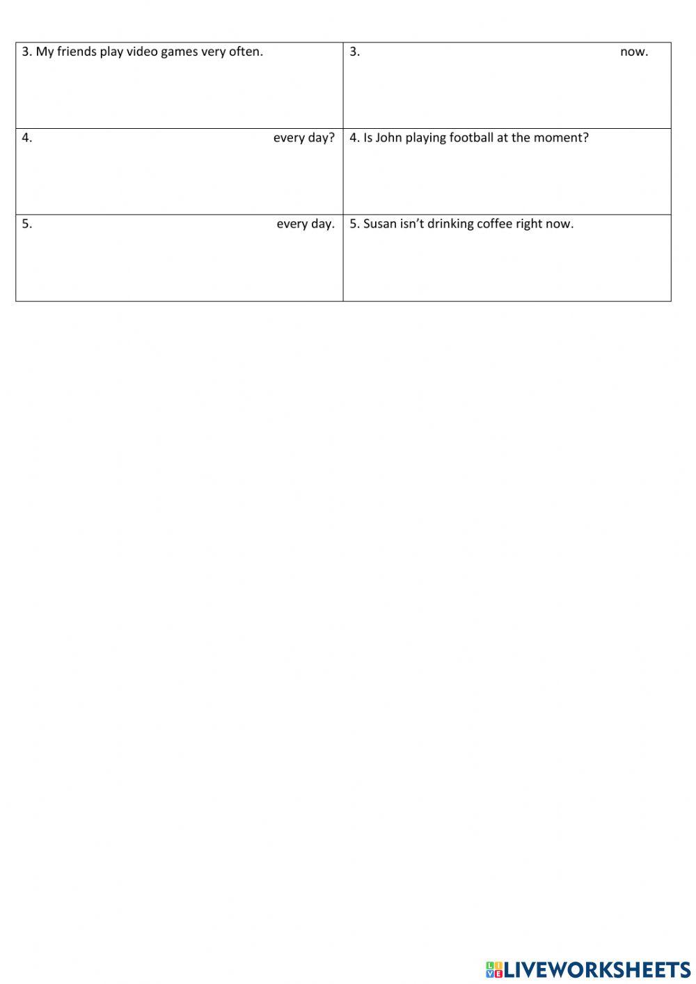 Preverjanje znanja Present Simple-Continuous