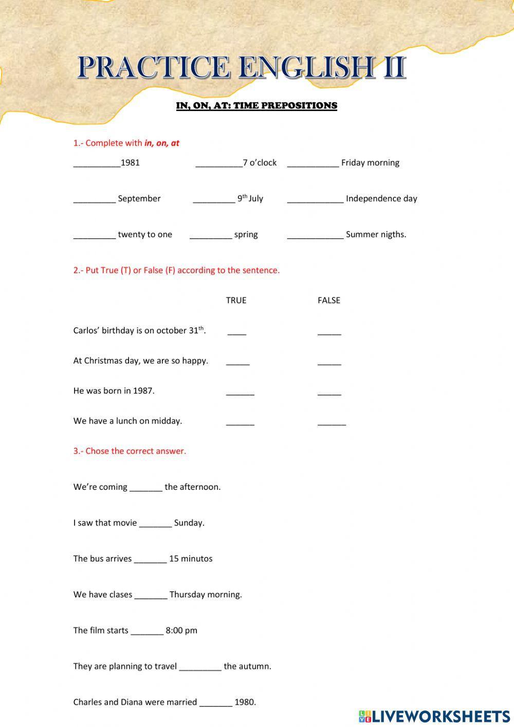 Prepositions of time: IN-ON-AT